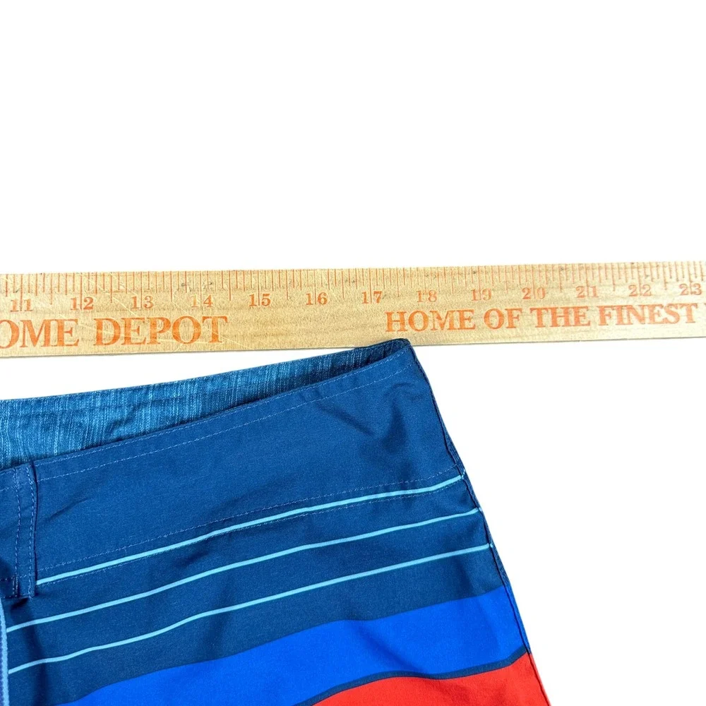 Quiksilver Waterman Collection Mens Blue Striped Summer Board Shorts Size 36